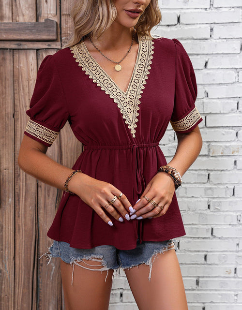 Load image into Gallery viewer, Ivy Lane Contrast V-Neck Babydoll Top
