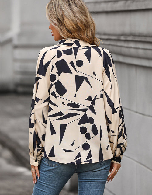 Load image into Gallery viewer, Perfee Printed Johnny Collar Blouse
