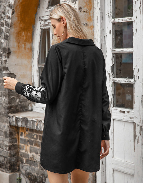 Load image into Gallery viewer, Floral Collared Neck Long Sleeve Dress
