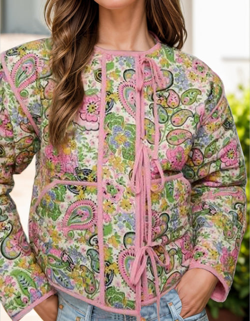 Load image into Gallery viewer, Tied Printed Long Sleeve Jacket
