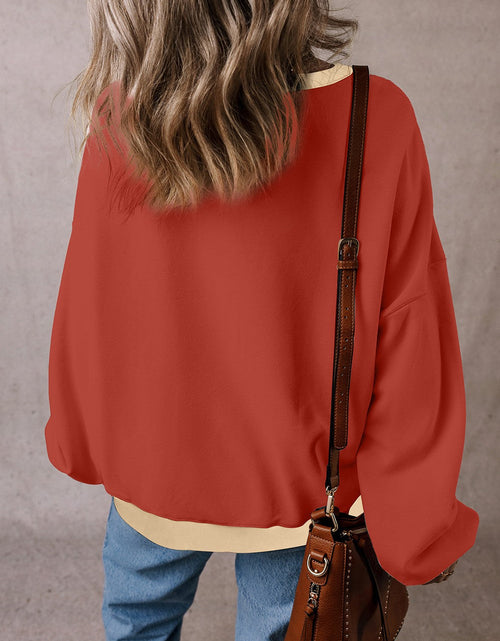 Load image into Gallery viewer, Contrast Round Neck Long Sleeve Sweatshirt
