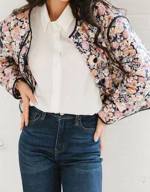 Load image into Gallery viewer, Floral Button Up Long Sleeve Winter Coat
