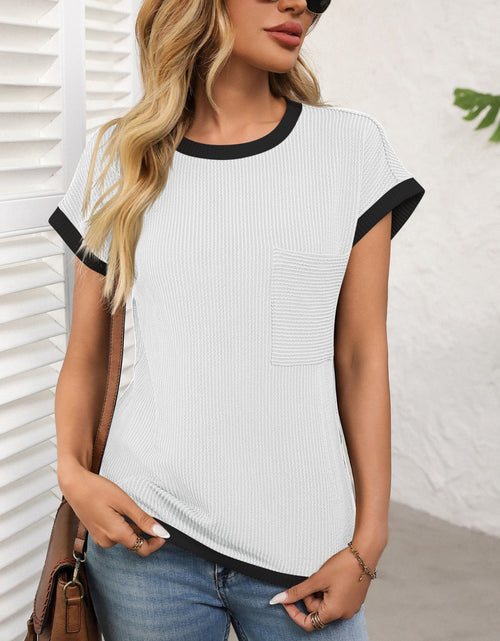 Load image into Gallery viewer, Contrast Trim Round Neck Short Sleeve T-Shirt
