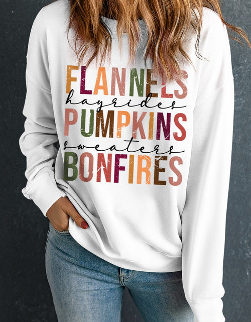 Load image into Gallery viewer, Letter Graphic Round Neck Long Sleeve Sweatshirt
