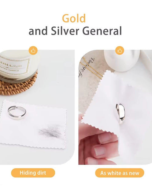 Load image into Gallery viewer, 50Pcs Individually Silver Cleaner Polishing Jewelry Cloth Napkin Tarnish Remover Tool with Package Ornaments for Silverware Gold
