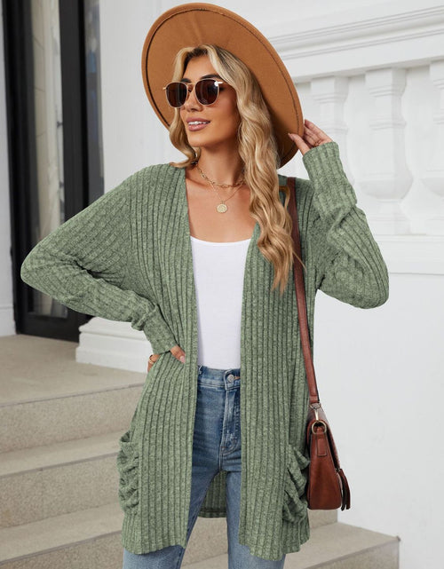 Load image into Gallery viewer, Pocketed Open Front Long Sleeve Cardigan
