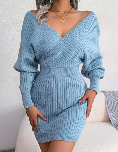 Load image into Gallery viewer, Rib-Knit Dolman Sleeve Sweater Dress
