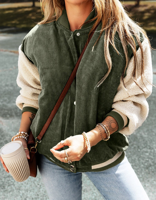Load image into Gallery viewer, Contrast Baseball Collar Snap Down Long Sleeve Jacket
