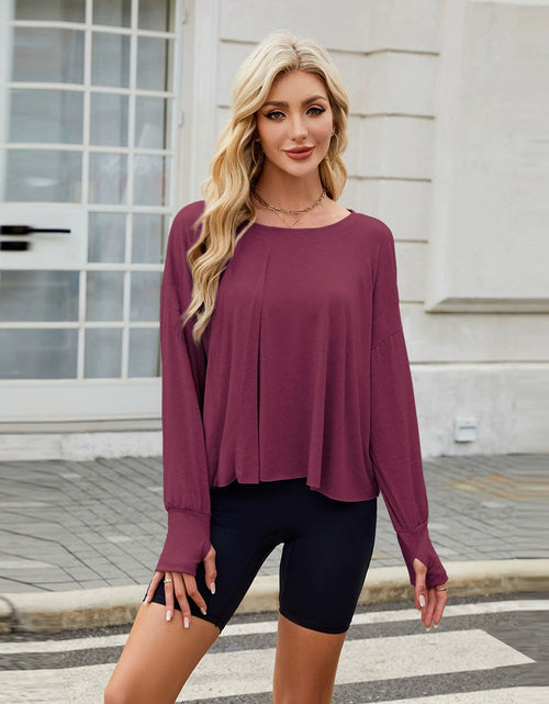 Load image into Gallery viewer, Backless Round Neck Long Sleeve T-Shirt
