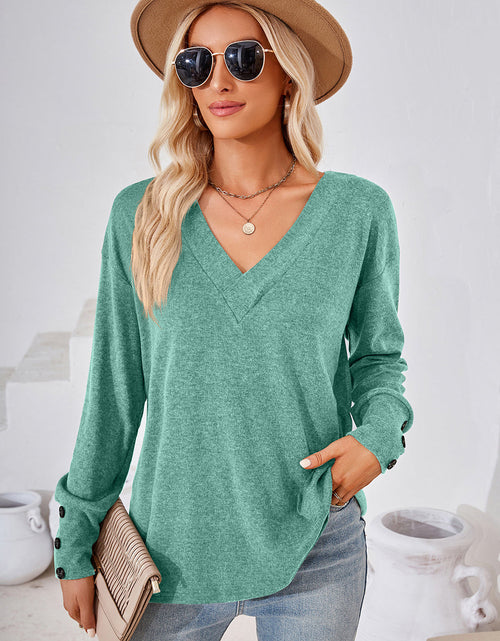 Load image into Gallery viewer, V-Neck Dropped Shoulder T-Shirt
