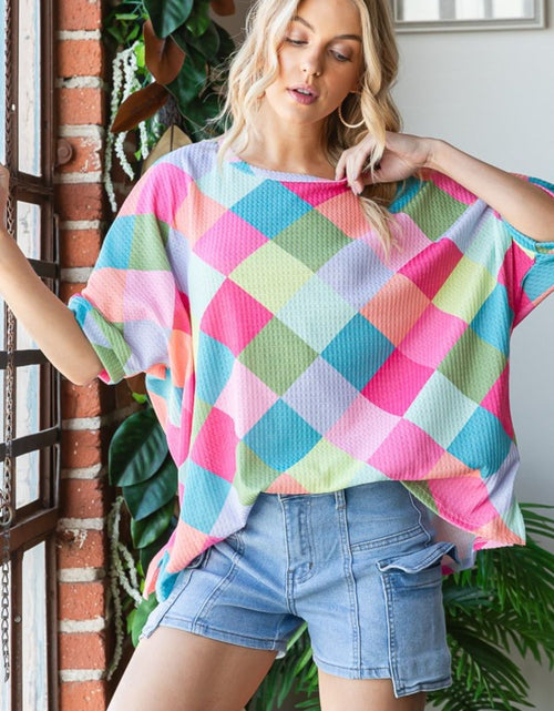 Load image into Gallery viewer, HOPELY Color Block Waffle Oversized T-Shirt
