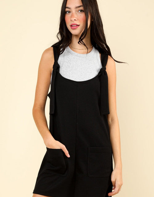 Load image into Gallery viewer, VERY J Tie Shoulder Front Pocket Romper
