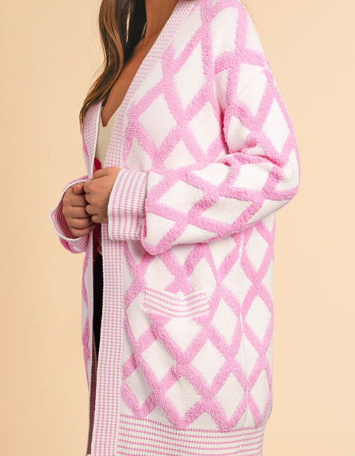 Load image into Gallery viewer, Geometric Open Front Long Sleeve Cardigan

