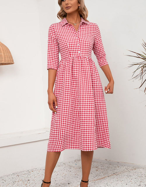 Load image into Gallery viewer, Ivy Lane Plaid Collared Neck Midi Dress
