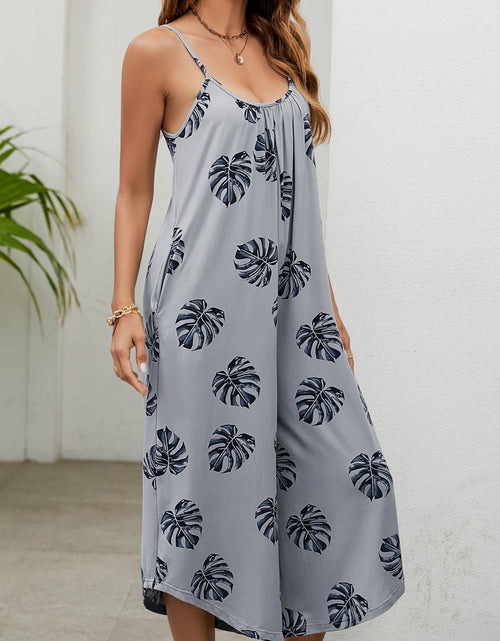 Load image into Gallery viewer, Botanical Print Spaghetti Strap Scoop Neck Jumpsuit
