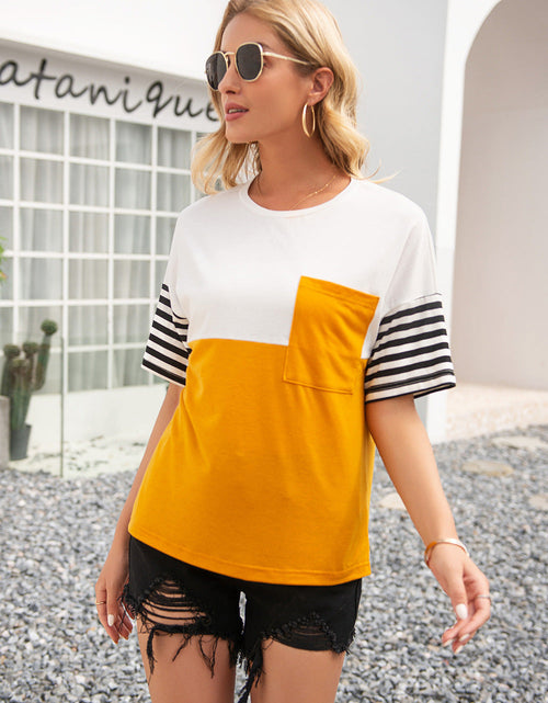 Load image into Gallery viewer, Ivy Lane Striped Color Block Round Neck Tee
