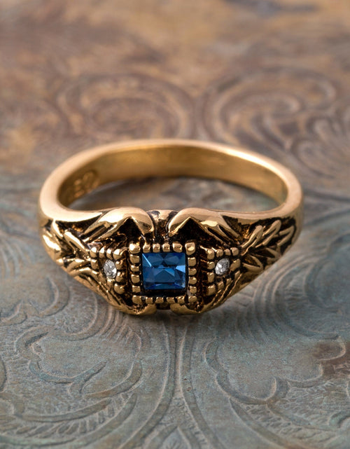 Load image into Gallery viewer, Vintage 1980's Ring Austrian Crystal 18k Antique YellwoWhite Gold Electroplated Made in the USA by PVD Vintage Jewelry
