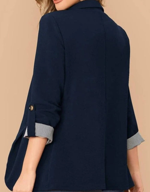 Load image into Gallery viewer, Lapel Collar Roll-Tab Sleeve Blazer
