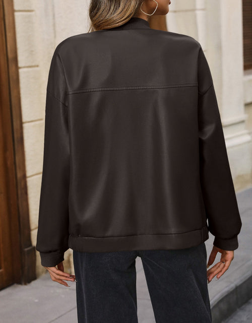 Load image into Gallery viewer, Ivy Lane Zip Up Baseball Collar Dropped Shoulder Jacket
