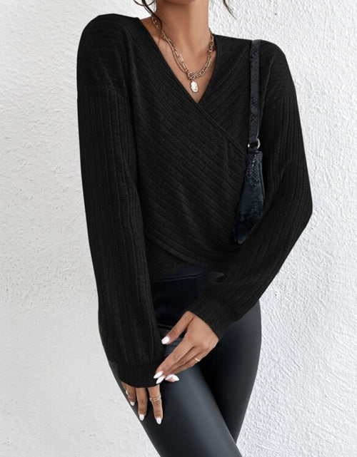Load image into Gallery viewer, Surplice Dropped Shoulder Long Sleeve T-Shirt
