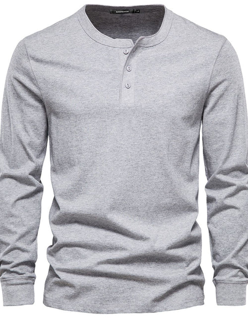 Load image into Gallery viewer, Men's Full Size Quarter Button Round Neck Long Sleeve T-Shirt Plus Size
