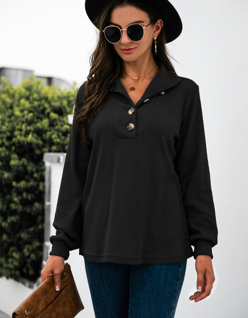 Load image into Gallery viewer, Half Button Long Sleeve T-Shirt
