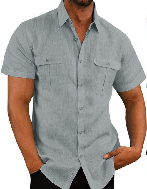 Load image into Gallery viewer, Men's Plus Size Collared Neck Short Sleeve Shirt
