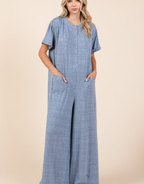 Load image into Gallery viewer, Mittoshop Button Detail Short Sleeve Wide Leg Jumpsuit

