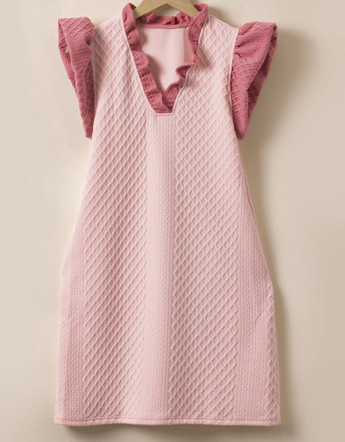 Load image into Gallery viewer, Ruffled V-Neck Cap Sleeve Mini Dress
