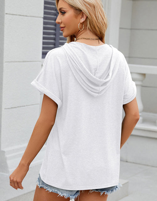 Load image into Gallery viewer, Florira Hooded Short Sleeve T-Shirt
