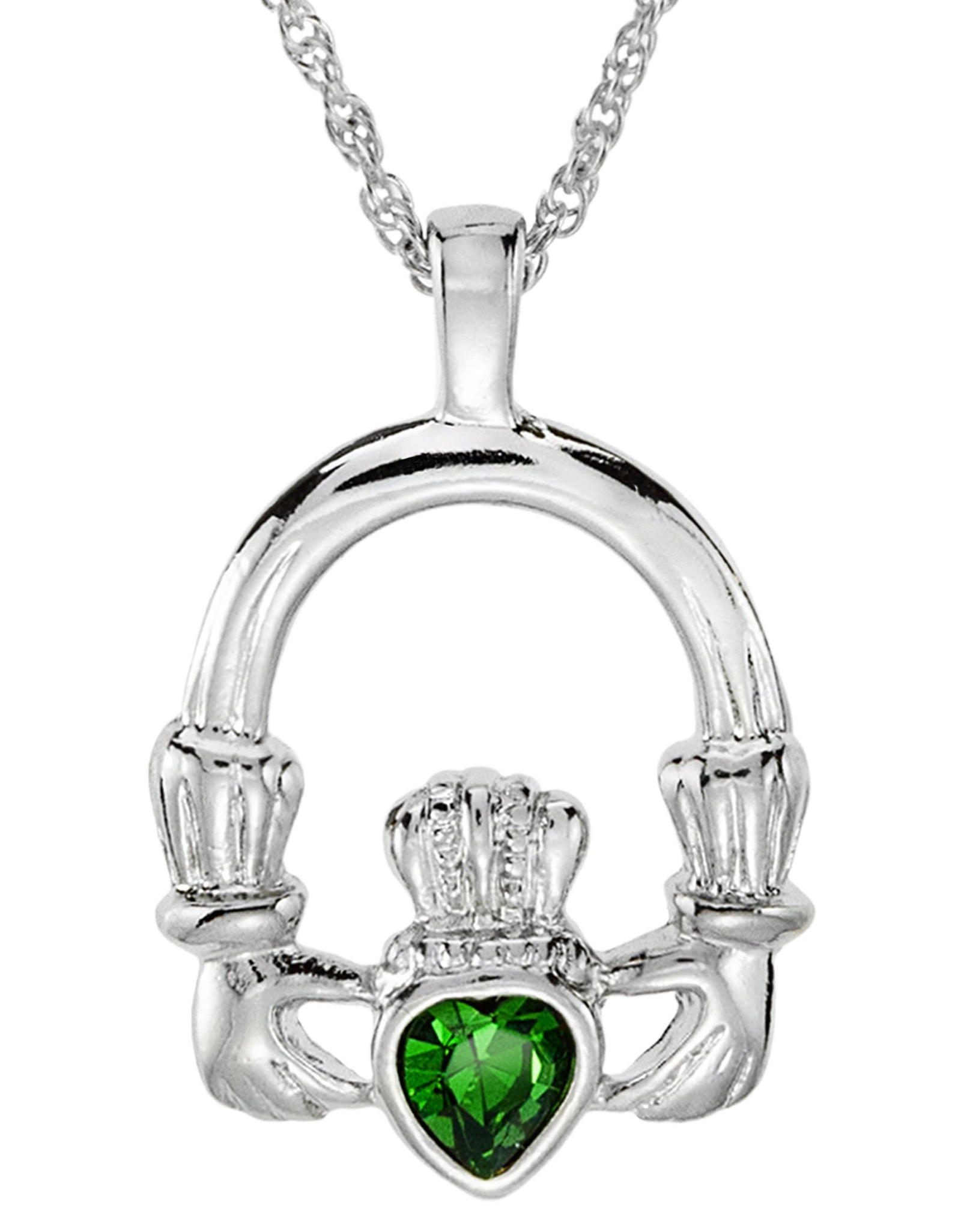 Vintage Claddagh Necklace Austrian Heart Crystal 18k Yellow Gold Electroplated Made in the USA by PVD Vintage Jewelry
