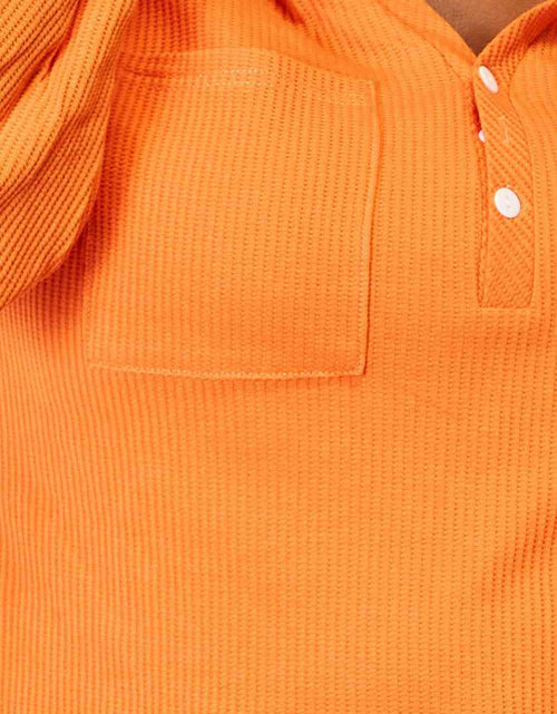 Load image into Gallery viewer, Basic Bae Side Slit Buttoned Waffle Knit Hoodie
