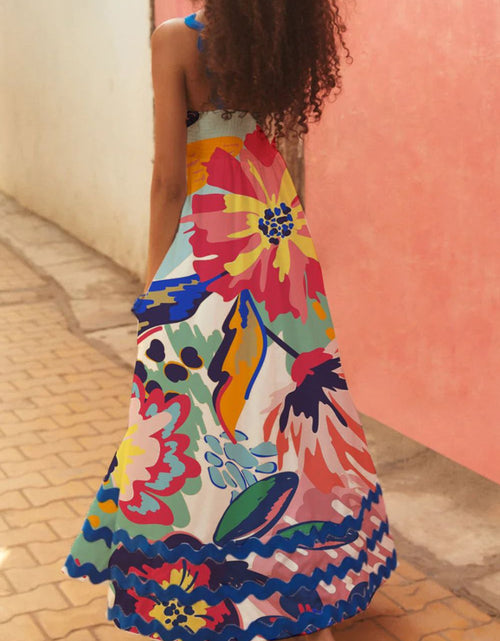 Load image into Gallery viewer, Printed Square Neck Wide Strap Dress
