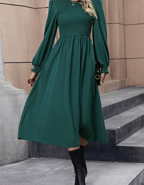Load image into Gallery viewer, Perfee Smocked Long Sleeve Midi Dress
