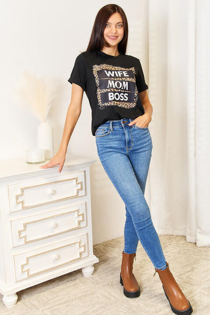 Load image into Gallery viewer, Simply Love WIFE MOM BOSS Leopard Graphic T-Shirt
