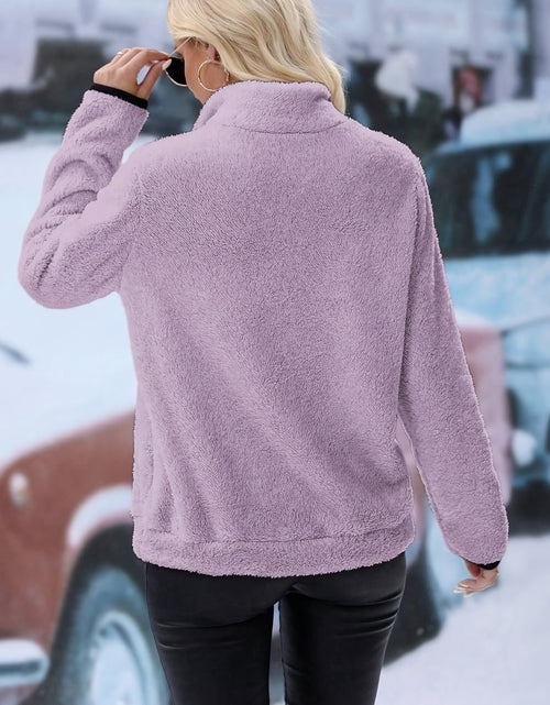 Load image into Gallery viewer, Half Zip Long Sleeve Furry Sweatshirt
