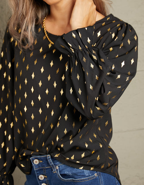 Load image into Gallery viewer, Perfee Printed Round Neck Flounce Sleeve Blouse
