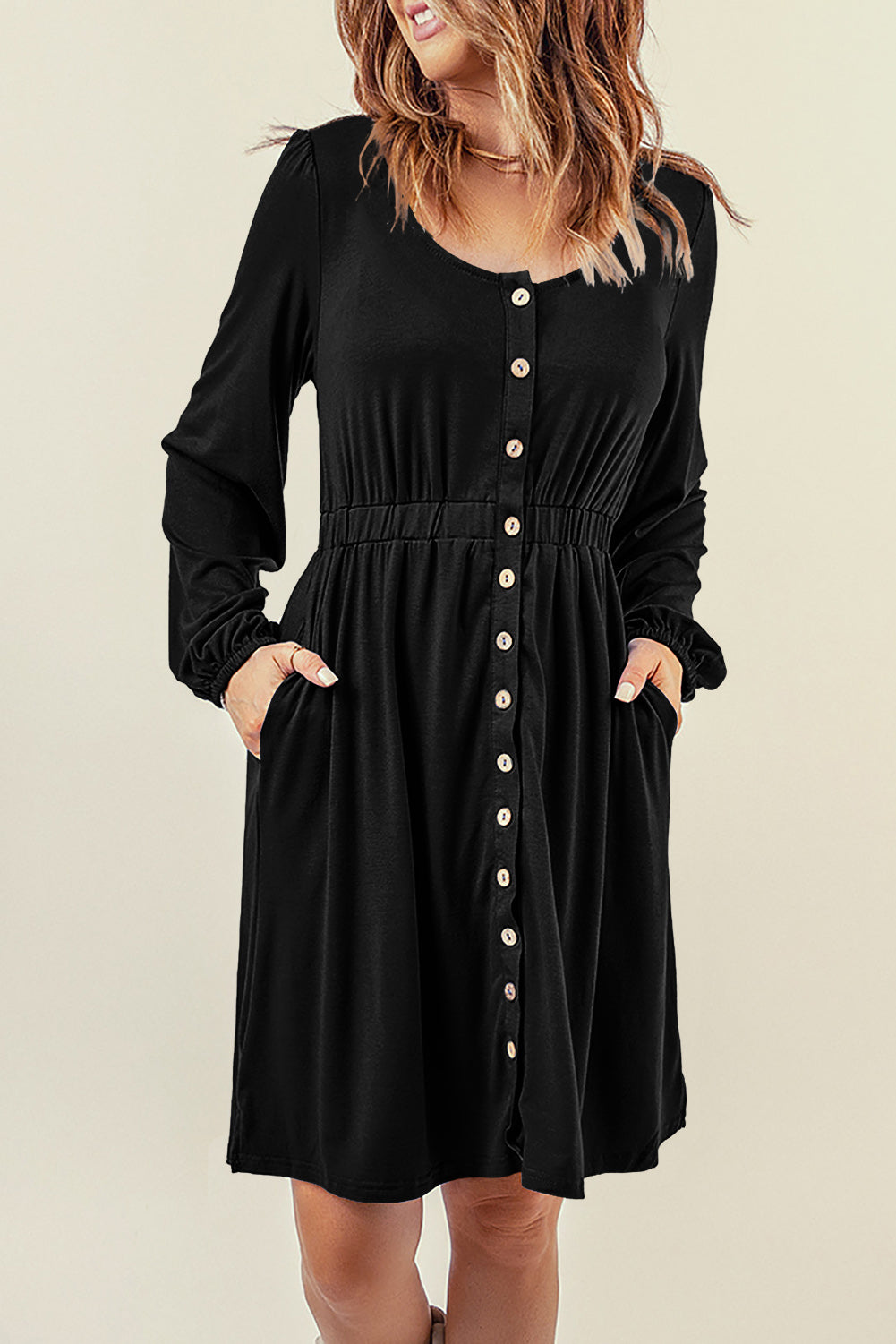 Julianna Button Up High Waist Long Sleeve Dress. by Poppy Lee Lane