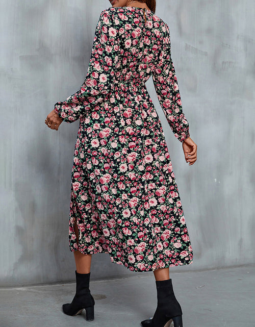 Load image into Gallery viewer, Perfee Floral V-Neck Slit Midi Dress
