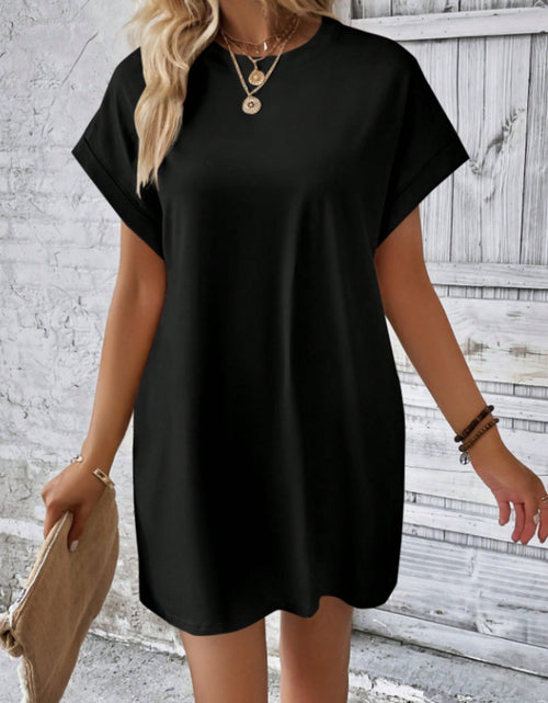 Load image into Gallery viewer, Round Neck Short Sleeve Mini Tee Dress with Pockets
