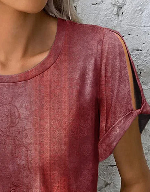 Load image into Gallery viewer, Printed Round Neck Short Sleeve T-Shirt
