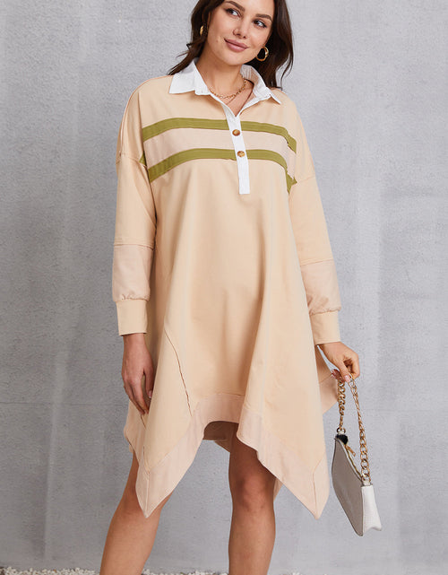 Load image into Gallery viewer, Half Button Handkerchief Hem Dress
