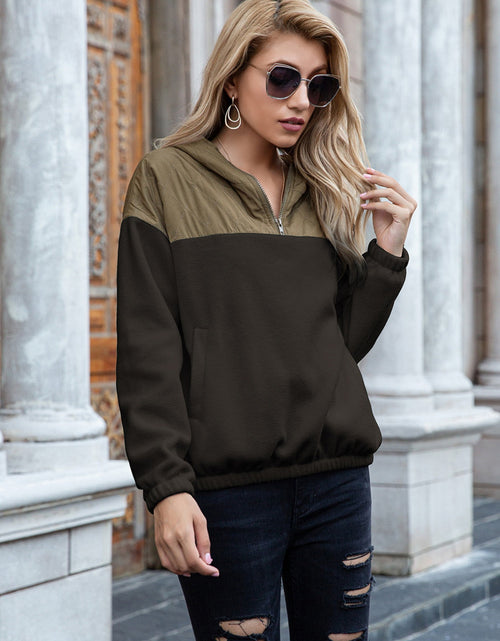 Load image into Gallery viewer, Ivy Lane Pocketed Color Block Quarter Zip Hoodie
