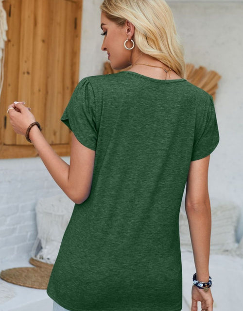Load image into Gallery viewer, V-Neck Petal Sleeve T-Shirt
