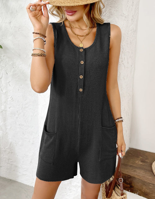 Load image into Gallery viewer, Pocketed Round Neck Sleeveless Romper
