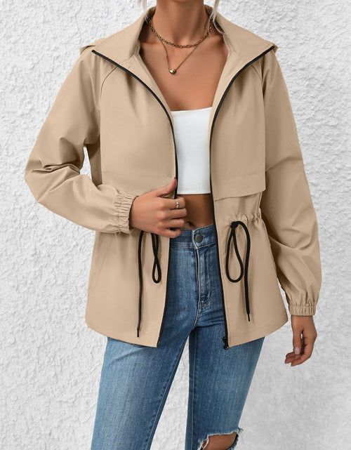 Load image into Gallery viewer, Ivy Lane Drawstring Zip Up Hooded Jacket
