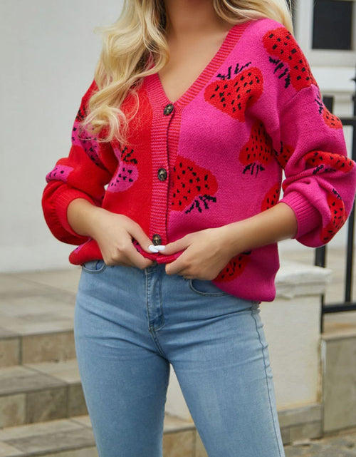 Load image into Gallery viewer, Angel Wings Printed V-Neck Button-Down Long Sleeve Cardigan
