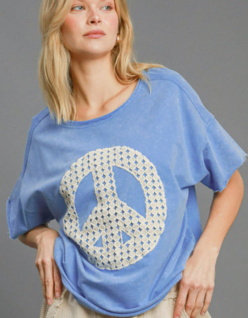 Load image into Gallery viewer, Umgee Full Size Mineral Wash T-Shirt with Lace Applique Plus Size
