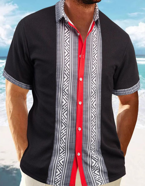 Load image into Gallery viewer, Men's Full Size Contrast Button Down Short Sleeve Shirt Plus Size

