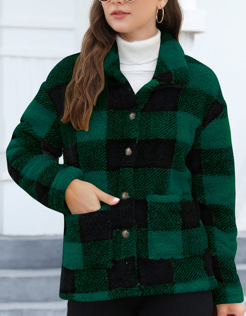 Load image into Gallery viewer, Button Up Drop Shoulder Fuzzy Jacket

